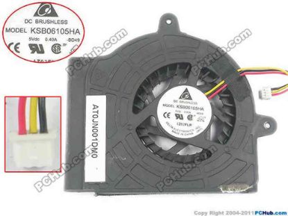 134005 Delta Electronics KSB06105HA Cooling Fan  BD49, 5V 0.40A, w20x3x3 Delta Electronics KSB06105HA Cooling Fan  