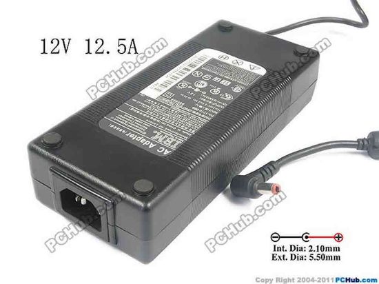 134380 PCH OEM Power AC Adapter - Compatible 03K9072, 12V 12.5A, Barrel 5.5/2.1mm, IEC C14, New PCH OEM Power AC Adapter - Compatible 