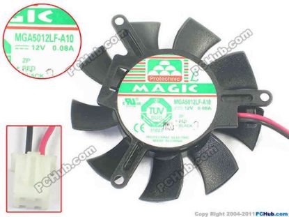 134567 Protechnic Magic MGA5012LF-A10 Server - Frameless / GPU Fan 12V 0.08A, mmdia=46,  Hole=40x40x40mm Protechnic Magic MGA5012LF-A10 Server - Frameless / GPU Fan 