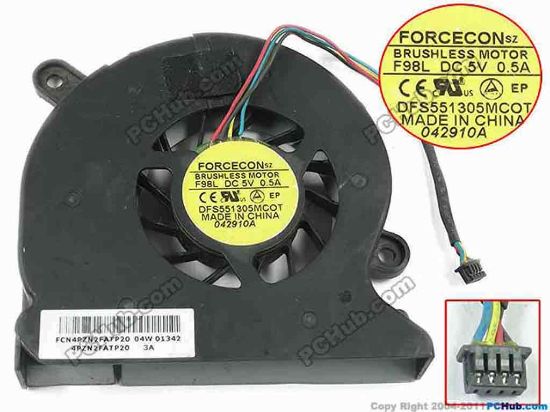 134598 Forcecon DFS551305MC0T Cooling Fan  F98L, 5V 0.50A, w20x4x4 Forcecon DFS551305MC0T Cooling Fan