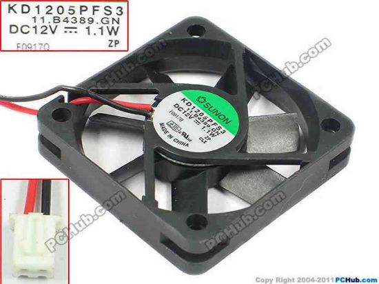 134629 SUNON KD1205PFS3 Server - Square Fan 11.B4389.GN, sq50x50x10mm, w90x2x2, 12V 1.1W SUNON KD1205PFS3 Server - Square Fan 
