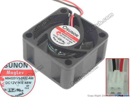 134647 SUNON MB40201V3-D00C-A99 Server - Square Fan sq40x40x20mm, w80x2x2, 12V 0.48W SUNON MB40201V3-D00C-A99 Server - Square Fan