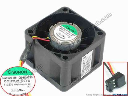 134664 SUNON SG40281B1-Q03U-G99 Server - Square Fan sq40x40x28mm, 4-wire, 12V 6.24W SUNON SG40281B1-Q03U-G99 Server - Square Fan