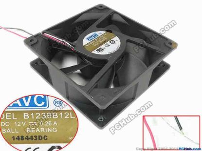 134672 AVC B1238B12L Server - Square Fan sq120x120x38mm, 2-wire, 12V 0.26A AVC B1238B12L Server - Square Fan 