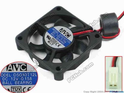 134679 AVC D5010T12L  Server - Square Fan sq50x50x10mm, 2-wire, 12V 0.15A AVC D5010T12L  Server - Square Fan