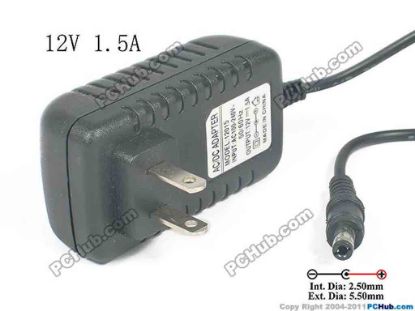 134866 PCH OEM Power AC Adapter - Compatible 12V 1.5A, Barrel 5.5/2.5mm, US 2-Pin Plug PCH OEM Power AC Adapter - Compatible 