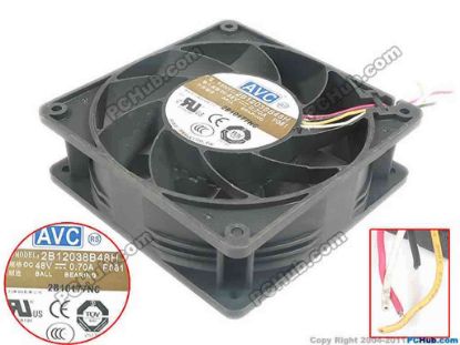 135013 AVC 2B12038B48H Server - Square Fan P081, 4-wire, DC 48V 0.70A, 120x120x38mm AVC 2B12038B48H Server - Square Fan 