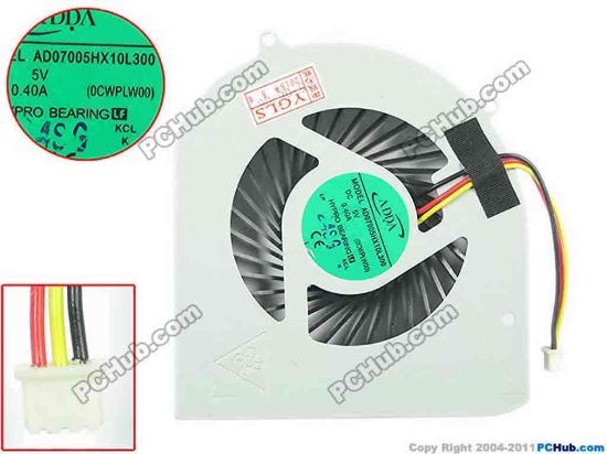 135311 ADDA AD07005HX10L300 Cooling Fan   0CWPLW00, DC5V 0.40A, Bare fan ADDA AD07005HX10L300 Cooling Fan  