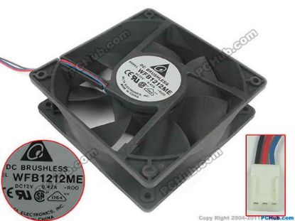 135375 Delta Electronics WFB1212ME Server - Square Fan -R00, 3-wire, DC 12V 0.42A, 120x120x38mm Delta Electronics WFB1212ME Server - Square Fan 