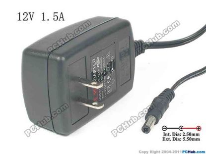 135427 PCH OEM Power AC Adapter 5V-12V 12V 1.5A, 5.5/2.5mm US 2-Pin, New PCH OEM Power AC Adapter 5V-12V 