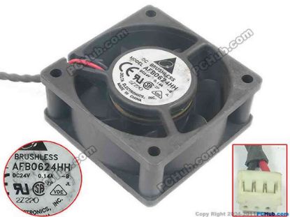 135449 Delta Electronics AFB0624HH Server - Square Fan -B, DC 24V 0.14A, 60x60x25mm Delta Electronics AFB0624HH Server - Square Fan 
