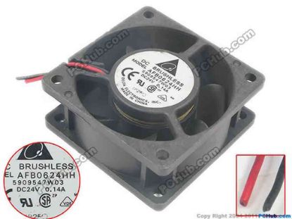 135450 Delta Electronics AFB0624HH Server - Square Fan 5909547W03, DC 24V 0.14A, 60x60x25mm Delta Electronics AFB0624HH Server - Square Fan 