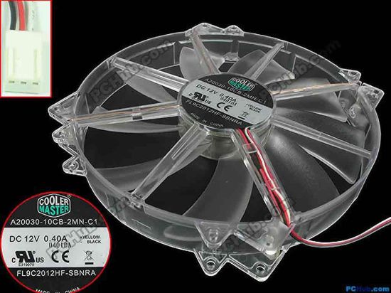 135567 Cooler Master A20030-10CB-2MN-C1 Server - Round Fan FL9C2012HF-SBNRA, 3-wire, DC 12V 0.40A, 200x200x30 Cooler Master A20030-10CB-2MN-C1 Server - Round Fan