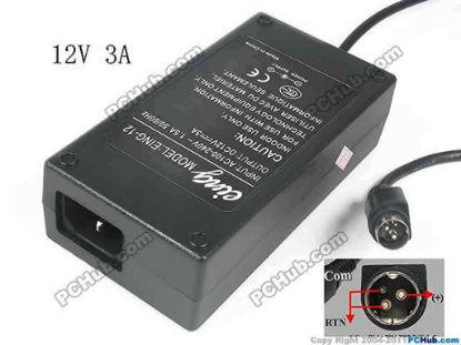 136143 PCH OEM Power AC Adapter 5V-12V 12V 3A, 3P P1=12V, C14, New PCH OEM Power AC Adapter 5V-12V