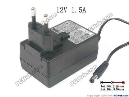136361 APD / Asian Power Devices WA-18H12 AC Adapter 5V-12V 12V 1.5A, 5.5/2.1mm, EU 2-Pin Plug APD / Asian Power Devices WA-18H12 AC Adapter 5V-12V