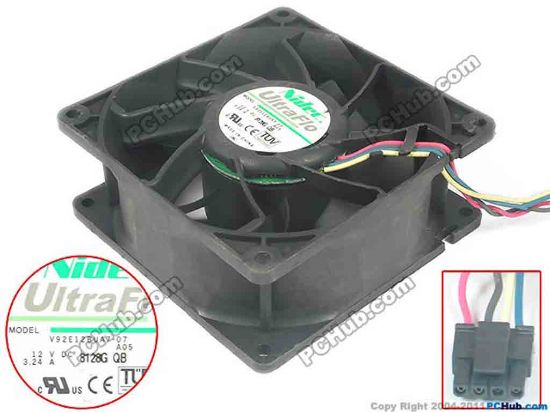 136367 Nidec V92E12BUA7-07 Server - Square Fan 4-wire, A05, DC 12V 3.24A, 92x92x38mm Nidec V92E12BUA7-07 Server - Square Fan