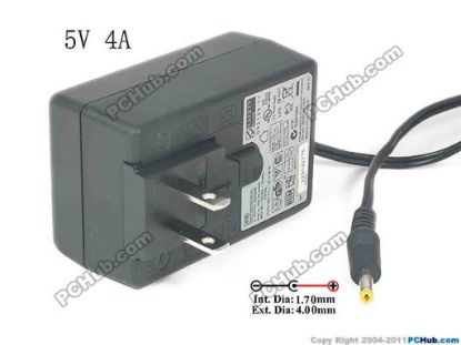 136798 APD / Asian Power Devices WA-20A05R AC Adapter - NEW Original 5V 4A, 4.0/1.7mm, US-2-Pin Plug, New APD / Asian Power Devices WA-20A05R AC Adapter - NEW Original 