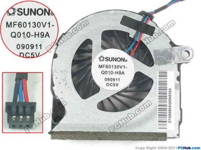 136800 SUNON MF60130V1-Q010-H9A Cooling Fan  MF60130V1-Q010-H9A, Wire Length: 40mm, 3-wire 3-pi SUNON MF60130V1-Q010-H9A Cooling Fan  