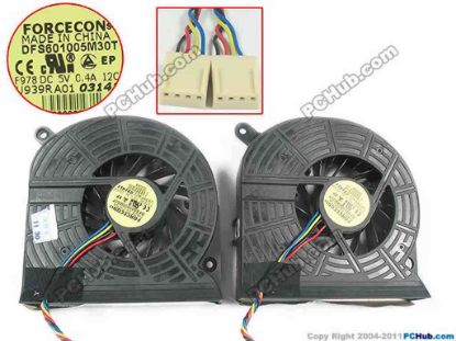 136833 Forcecon DFS601005M30T Cooling Fan   U939R, DC 5V 0.4A, Bare fan 2fan Forcecon DFS601005M30T Cooling Fan  