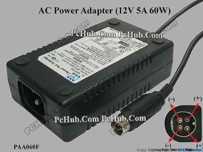 137208 CWT / Channel Well Technology PAA060F AC Adapter 5V-12V 12V 5A, 4P P1&4=+, C14 CWT / Channel Well Technology PAA060F AC Adapter 5V-12V 
