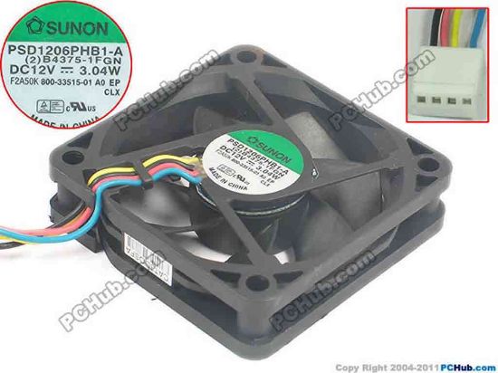 137479 SUNON PSD1206PHB1-A Server - Square Fan 4-wire, PDS1206PHB1-A, (2)B4375.1FGN SUNON PSD1206PHB1-A Server - Square Fan 