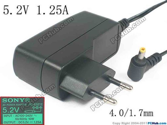 139293 Sony Common Item (Sony) AC Adapter 5V-12V 5.2V, 1.25A, 4.0/1.7mm, EU 2-Pin Sony Common Item (Sony) AC Adapter 5V-12V 