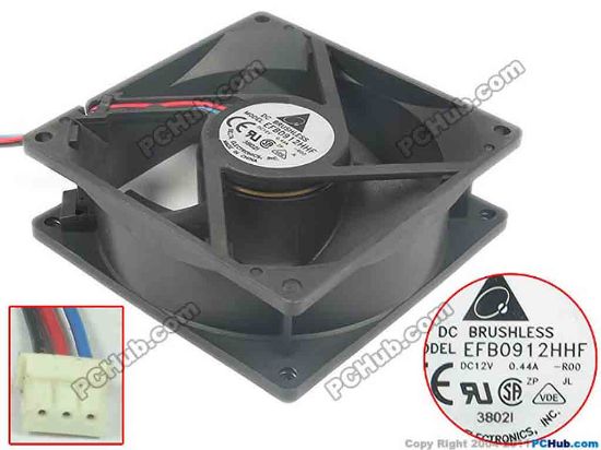 139787 Delta Electronics EFB0912HHF Server - Square Fan -R00, DC 12V 0.44A, 90x90x32mm Delta Electronics EFB0912HHF Server - Square Fan