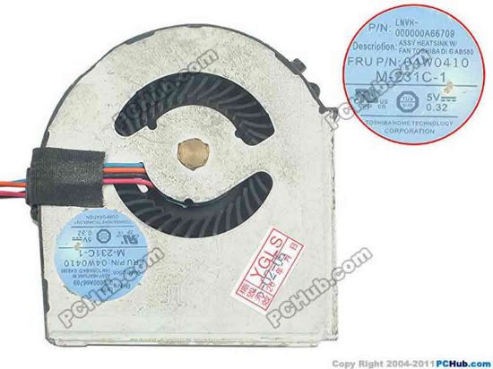140237 Lenovo ThinkPad T430 Series Cooling Fan  DC5V 0.32A, M-231C-1, 04W0410, 000000A66709 Lenovo ThinkPad T430 Series Cooling Fan  