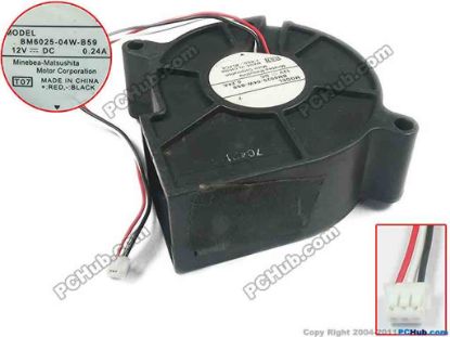 142003 NMB-MAT / Minebea BM6023-04W-B59 Server - Blower Fan T07, bw60x60x25, w120x3x3, 12V 0.24A NMB-MAT / Minebea BM6023-04W-B59 Server - Blower Fan 