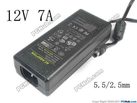 142014 PCH OEM Power AC Adapter - Compatible YU1207, 12V 7A 5.5/2.5mm, C14, New PCH OEM Power AC Adapter - Compatible 