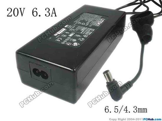 142427 LITE-ON PA-1121-02 AC Adapter- Laptop 20V 6.3A, 6.5/4.3mm With Pin, 2-Prong, New LITE-ON PA-1121-02 AC Adapter- Laptop 