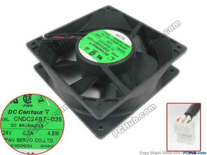142609 Japan Servo CNDC24B7-035 Server - Square Fan sq120x120x38, w120x2x3, 24V 0.2A 4.8W Japan Servo CNDC24B7-035 Server - Square Fan 