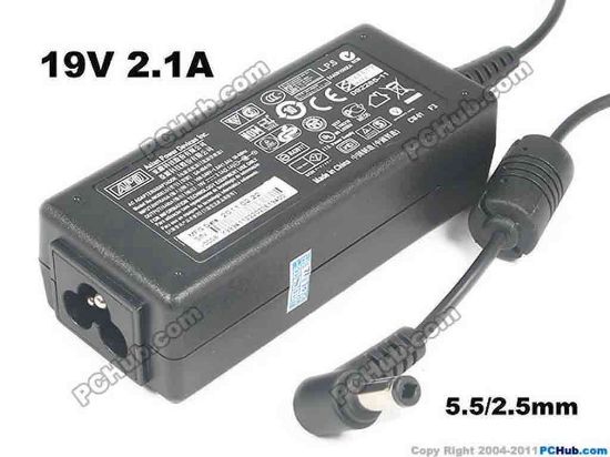 143183 APD / Asian Power Devices DA-40A19 AC Adapter 20V & Above 19V 2.5A, Barrel 5.5/2.5mm, 3-Prong APD / Asian Power Devices DA-40A19 AC Adapter 20V & Above