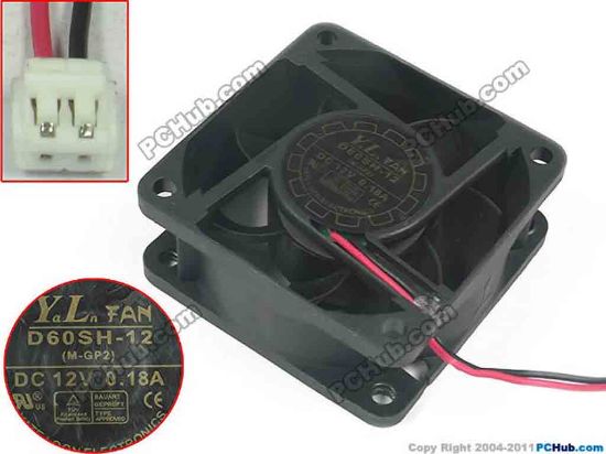 143209 Y.L FAN / Yate Loon D60SH-12 Server - Square Fan D60SH-12, DC 12V 0.18A, 60x60x25mm Y.L FAN / Yate Loon D60SH-12 Server - Square Fan 