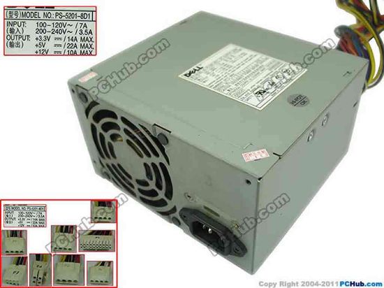 143250 Dell OptiPlex GX110 Server - Power Supply 200W, PS-5201-8D1 Dell OptiPlex GX110 Server - Power Supply 