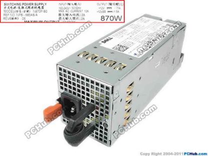 143355 Dell PowerEdge R710 Server - Power Supply 870W, N870P-S0, NPS-885AB A, 0YFG1C Dell PowerEdge R710 Server - Power Supply