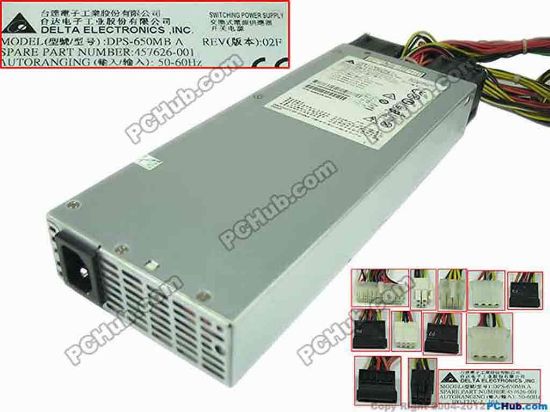 143487 HP ProLiant DL160 G5 Server - Power Supply 650W, DPS-650MB A, 457626-001, 446635-001 HP ProLiant DL160 G5 Server - Power Supply 