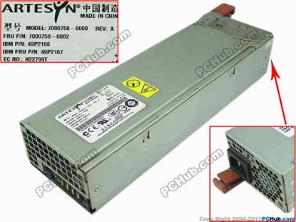 143567 IBM eServer X345 Server - Power Supply 514W, 7000758-0000, 49P2166, 49P2167 IBM eServer X345 Server - Power Supply 