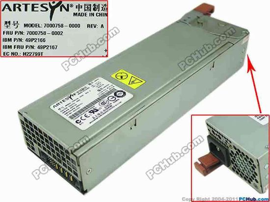 143567 IBM eServer X345 Server - Power Supply 514W, 7000758-0000, 49P2166, 49P2167 IBM eServer X345 Server - Power Supply 