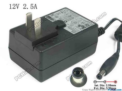 143976 APD / Asian Power Devices WA-30B12 AC Adapter - NEW Original 12V 2.5A, Barrel 5.5/2.5mm, US 2-Pin Plug, New APD / Asian Power Devices WA-30B12 AC Adapter - NEW Original 