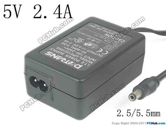 143993 Potrans UP01221050 AC Adapter 5V-12V 5V 2.4A, Barrel 2.5/5.5mm, 2-Prong, New Potrans UP01221050 AC Adapter 5V-12V 