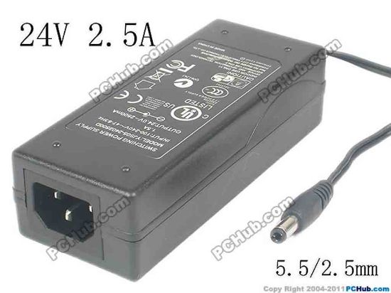 143996 Other Brands SWITCHING POWER SUPPLY AC Adapter 20V & Above YJS05-2402500D, 24V 2.5A, Barrel 5.5/2.5mm, IEC C1 Other Brands SWITCHING POWER SUPPLY AC Adapter 20V & Above 