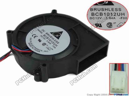 144066 Delta Electronics BCB1012UH Server - Round Fan F00, dia97x97x25mm, 3-wire, 12V 3.84A Delta Electronics BCB1012UH Server - Round Fan 