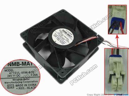 144476 NMB-MAT / Minebea 4715VL-05W-B76 Server - Square Fan EQ1, sq120x120x38mm, 4-wire, 24V 1.20A NMB-MAT / Minebea 4715VL-05W-B76 Server - Square Fan 