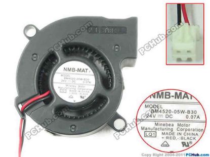 144503 NMB-MAT / Minebea BM4520-05W-B30 Server - Blower Fan LQ1, sq45x45x20mm, 2-wire, 24V 0.07A NMB-MAT / Minebea BM4520-05W-B30 Server - Blower Fan 