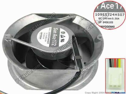 144522 Sanyo Denki 109E5724H507 Server - Round Fan dia172x150x51mm, w80x3x3, 24V 0.58A Sanyo Denki 109E5724H507 Server - Round Fan