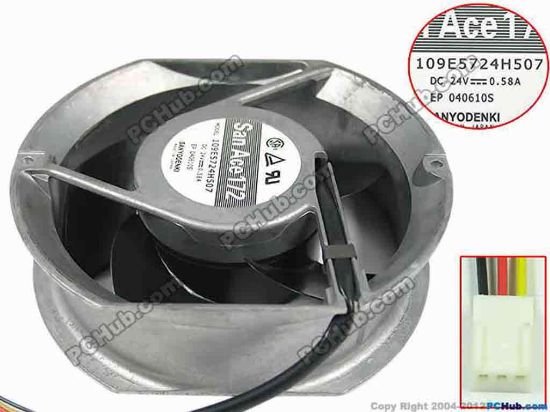 144522 Sanyo Denki 109E5724H507 Server - Round Fan dia172x150x51mm, w80x3x3, 24V 0.58A Sanyo Denki 109E5724H507 Server - Round Fan
