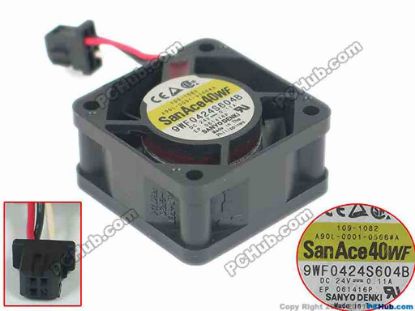 144783 Sanyo Denki 9WF0424S604B Server - Square Fan sq40x40x20mm, w30x2x2, 24V 0.11A Sanyo Denki 9WF0424S604B Server - Square Fan 