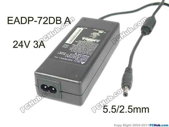 144840 Delta Electronics EADP-72DB AC Adapter 5V-12V 24V 3A, Barrel 5.5/2.5mm, 2-Prong Delta Electronics EADP-72DB AC Adapter 5V-12V 