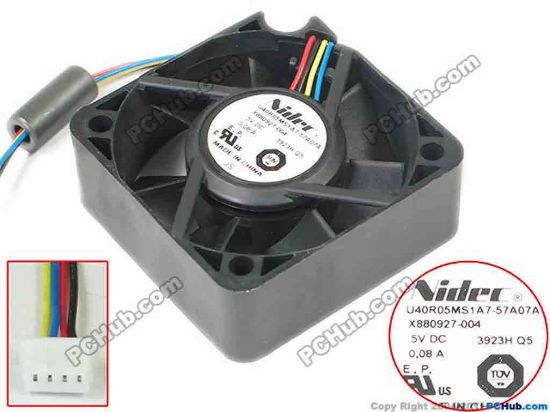 144961 Nidec U40R05MS1A7-57A07A Server - Square Fan  X880927-004, DC 5V 0.08A, 40x40x15mm, New Nidec U40R05MS1A7-57A07A Server - Square Fan